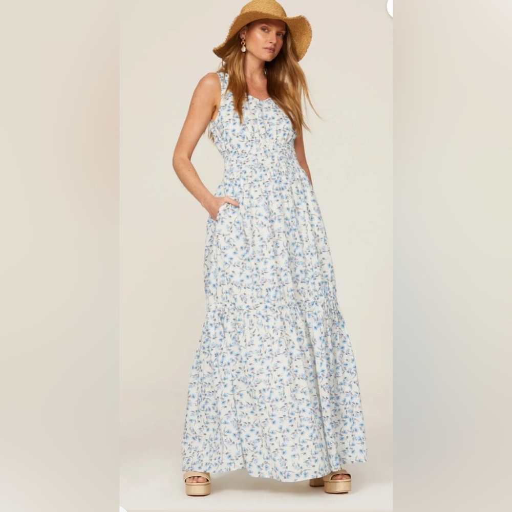 Something Navy Blue and White Maxi Sundress